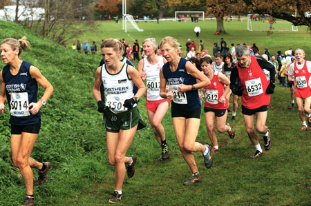 Jane Georghiou competing in the 2007 British and Irish Masters International Cross-country in Belfast