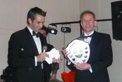 Charles Ashby receiving the Steve Parker Trophy at the 2008 Annual Awards Dinner