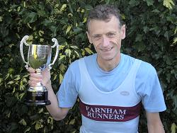 Mike Anderson with the John Hascombe trophy for the 2008 Bushy Park 5km time trials