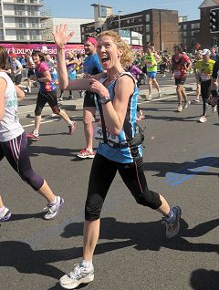 Becky Martin running in the 2013 London Marathon