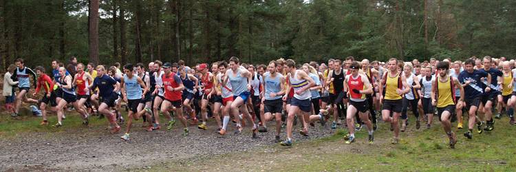 Start of 2014 SXCL cross country race in Bourne Woods
