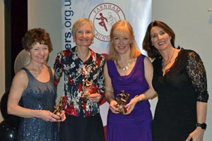 Ladies Grand Prix winners Linda Tyler, Jane Georghiou, Anne Snelson, with Jacquie Browne