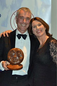 Michael Stephens with Smiley Award being presented by Jacquie Browne