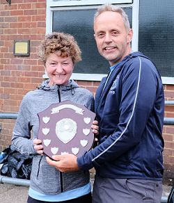 Presentation to Ladies 55 winner Linda Tyler