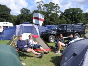 Members at campsite in Tywyn for the 2004 Race the Train event