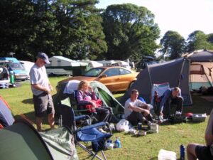 Farnham Runners team at the 2005 Race the Train event campsite in Tywyn