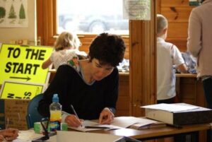 Lindsay registering competitors at the 2007 Alice Holt 10K