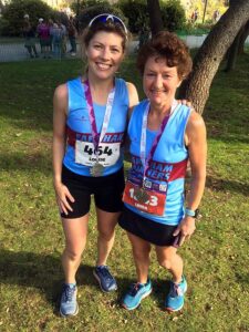 Louise Granell and Linda Tyler after the 2019 Bournemouth Marathon