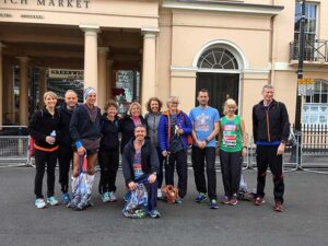 Group at Greenwich Market before start of 2019 London Marathon