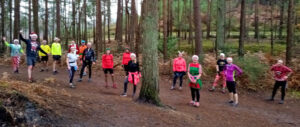 Runners in the woods during the 2020 covid fancy dress run