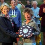 Linda Tyler receives the F55 shield at the 2021 Club Championship