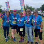 Jackie Wilkinson, Nicola O'Connor, Carolyn Wickham, Julia Tagg, Penny Schnabel with their medals at 2021 Endure24