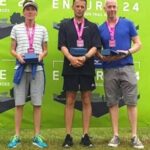 Keith Marshall, Rob Gilchrist, Mark Maxwell with their trophies at 2021 Endure24