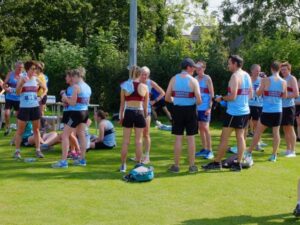 Farnham Runners mingling after the 2021 Overton 5
