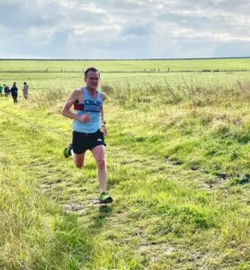 Colin Addison striding for home in the 2021 SXCL Folly Farm race