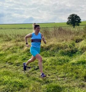 Farnham Runners first lady finisher in the 2021 SXCL Folly Farm race, Louise Granell