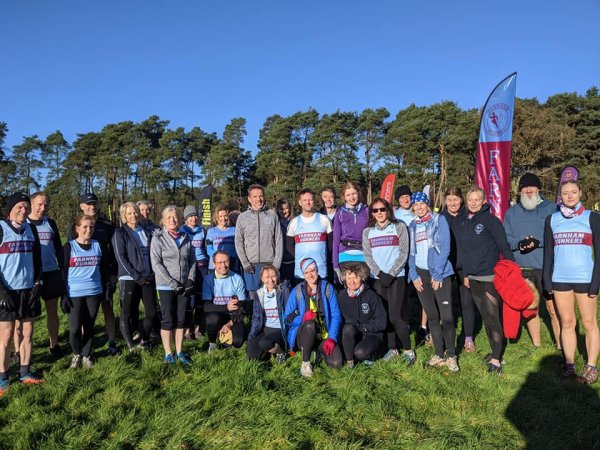 Farnham Runners assemble before the 2021 SXCL Bourne Woods race