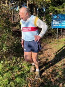 Long time member Bruce Peto enjoys the the 2021 SXCL Bourne Woods race