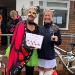 Winner Vicky Goodluck being presented with her chocolates by chairman Jacquie Browne at the 2021 Club Handicap
