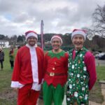 In Christmas attire, Ivan Chunnett, James Goodwin, Richard Denby in fancy dress at the 2021 Club Handicap