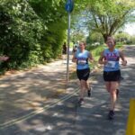Gill Iffland and Vicky Goodluck close to the finish of the 2022 Alton 10