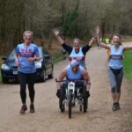 A huge effort sees Rachel Morris, with helpers Vicky Goodluck, Carolyn Wickham and Kate Townsend finish the challenging course of the 2022 SXCL race at Alice Holt