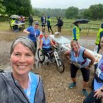 ome soggy finishers, Jacquie Browne, Nicola O'Connor, Rachel Morris, Carolyn Wickham and Catherine Crow after the 2022 Woodland Woggle