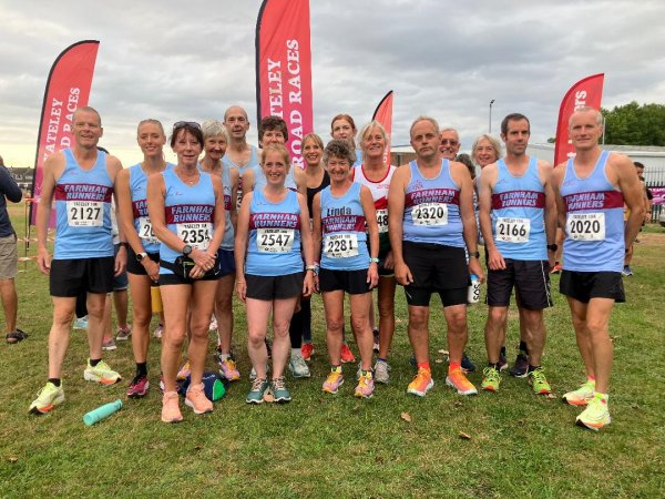 Farnham Runners group at the 2022 August Yateley 10km race
