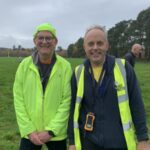 2022-23 SXCL Bourne Woods cross-country in Farnham Race Director Craig Tate-Grimes with the England Athletics official Nigel Marchant