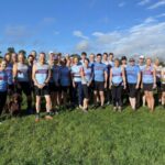 Farnham Runners group before the start of the 2022 SXCL Folly Farm cross-country