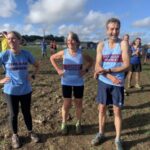 Jane Leonard, Penny Schnabel and Richard Denby after finishing the 2022 SXCL Folly Farm cross-country
