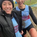 Kayleigh Copeland and Emma Pearson after finishing the 2022 SXCL Lord Wandsworth College cross-country race