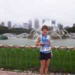 Linda Tyler after the 2018 Chicago Marathon with her medal