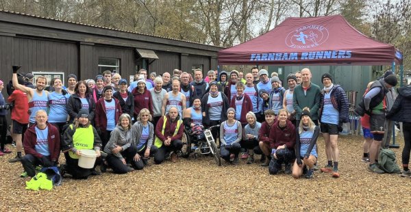 Large Farnham Runners group - a record turn-out for the 2023 SXCL Alice Holt cross-country