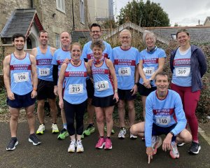 Group of Farnham Runners wearing the 2024 club kit