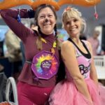 Debbie Moorcroft dressed as a chocolate mousse and Gemma Whitehouse dressed as a Barbie at the 2024-25 Club Handicap race