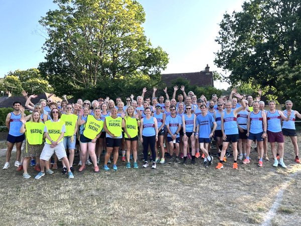 Farnham Runners group posing before the start of the 2025 Club Championship