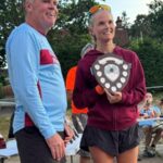 Justin Clarke presenting Gemma Whitehouse with the first F35 shield at the 2025 Club Championship