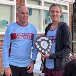 Justin Clarke presenting Laurence Morgan with the first M40 shield at the 2025 Club Championship