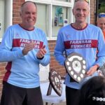 Justin Clarke presenting M50 Matt Saker with the first M50 shield at the 2025 Club Championship