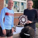 Justin Clarke presenting Colin Addison with the first M60 shield at the 2025 Club Championship