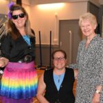 Key Anniversary organiser Debbie Moorcroft (left) with Rachel Morris and Sue Bird (designer of the Farnham Runners' logo) at our 40th Anniversary Dinner/Dance