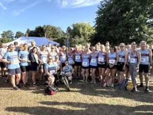 Farnham Runners group before the start of the 2025 Elstead marathon