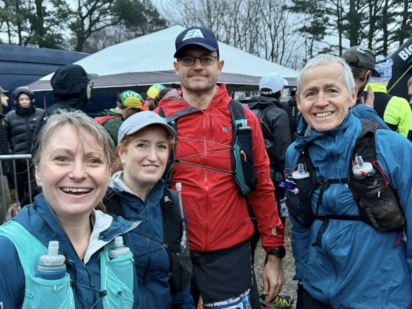 Left to right Kate Townsend, Colette Grist, Ivan Chunnett and Chris Raby before the 2025 New Forest Big Feat Trail races