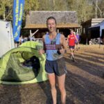 A very muddy second lady, Lizzie May, giving a thumbs up after the 2025-26 SXCL Alice Holt cross country