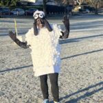 Carolyn Wickham in her home-made Shaun the Sheep outfit at the 2025 Club Handicap race