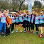 Farnham Runners ladies group photo before the 2026 SXCL race in the Bourne Woods in Farnham