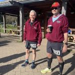 Farnham Runners Chris Raby (left) and Ivan Chunnett posing after completing the 2026 Lone Wolf 'backyard ultra' in Alice Holt Forest