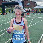 Linda Tyler with her prize at the 2026 HRRL Salisbury 10